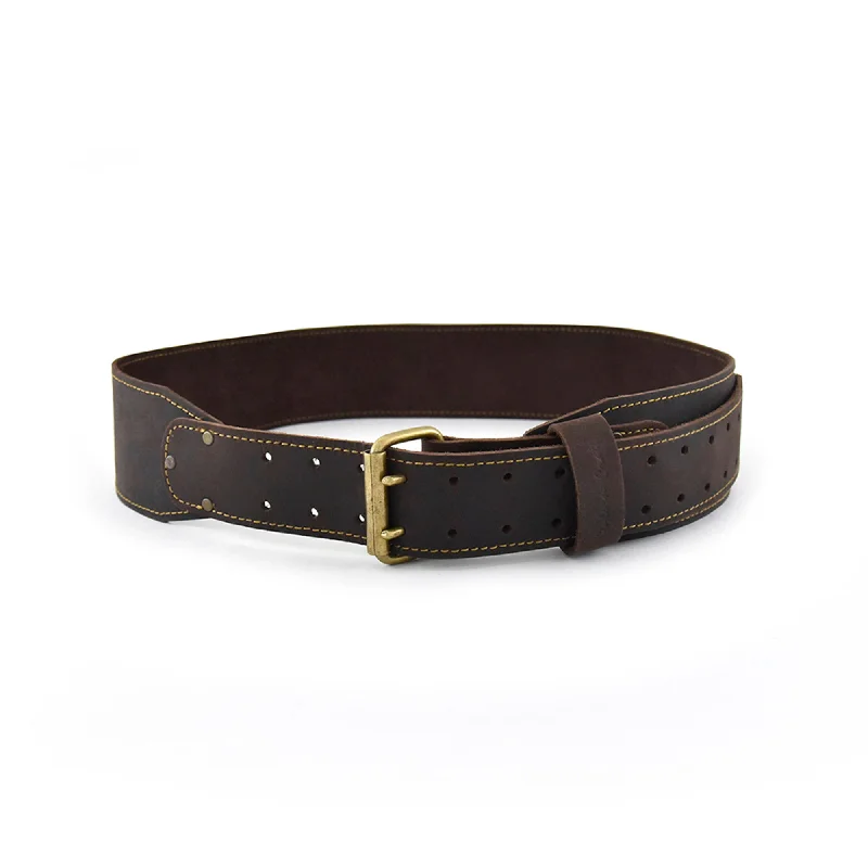 Wide Belt Bold Design-74050 - 3 Inch Wide - Small - Tapered Work Belt in Dark Brown Oiled Leather | Style n Craft