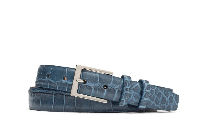 Embossed Crocodile Belt with Nickel Buckle