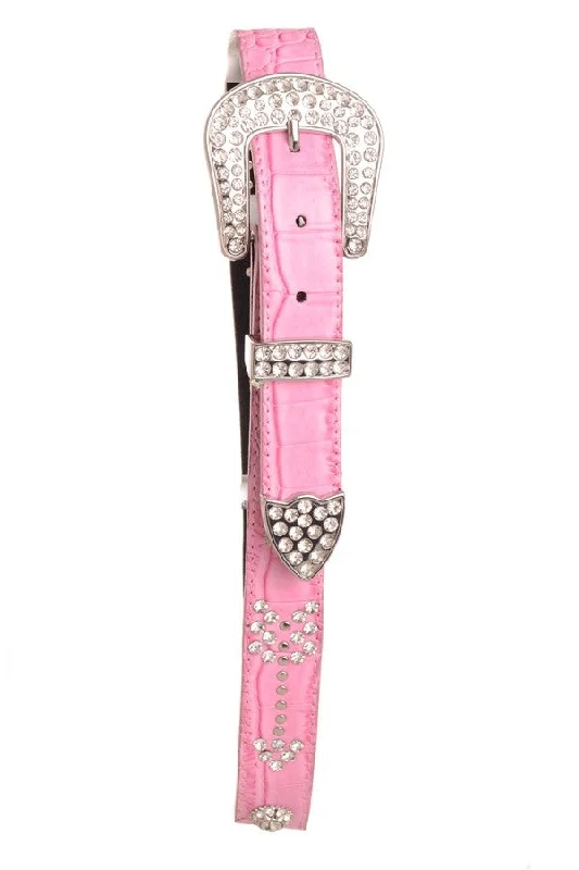 Kids Pink Rhinestone Studded Arrow Belt