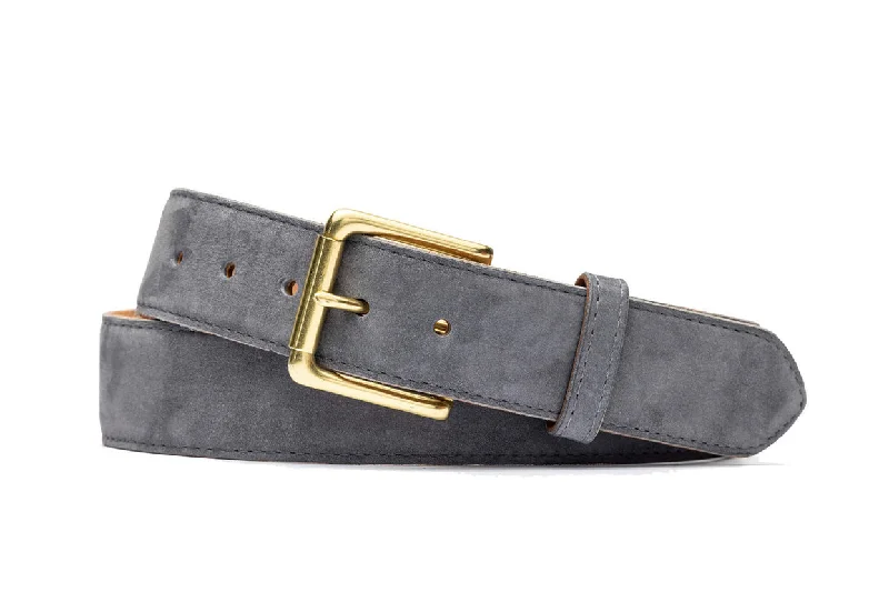 Nubuck Belt with Natural Brass Roller Buckle