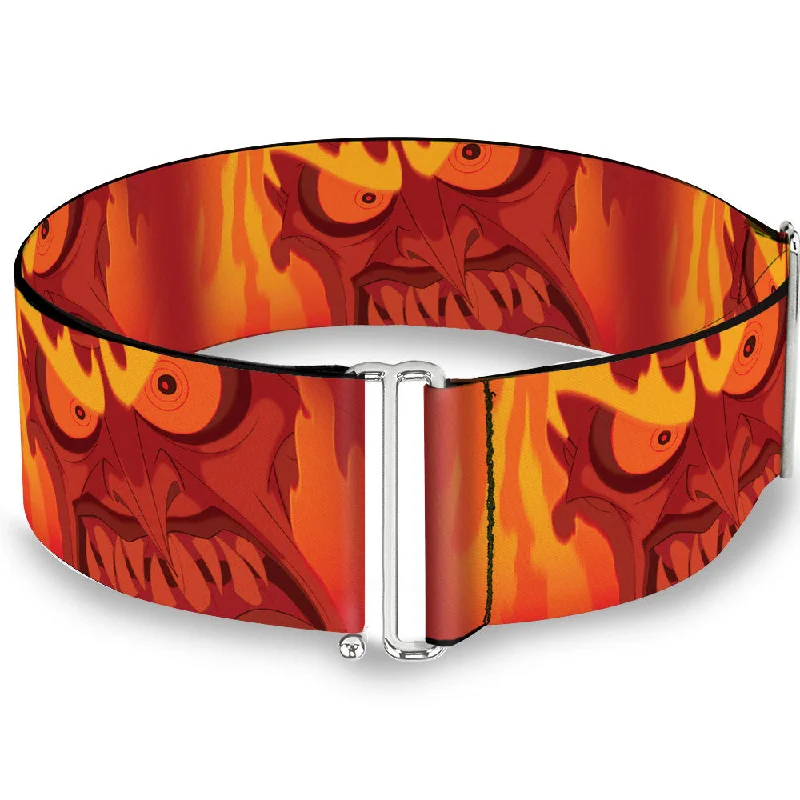 Womens Belts bind up-Cinch Waist Belt - Hades Fiery Face CLOSE-UP Reds Oranges