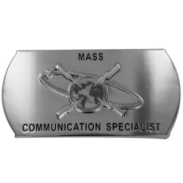 Black Leather Belt for technician-Navy Enlisted Specialty Belt Buckle: Mass Communications Specialist: MC