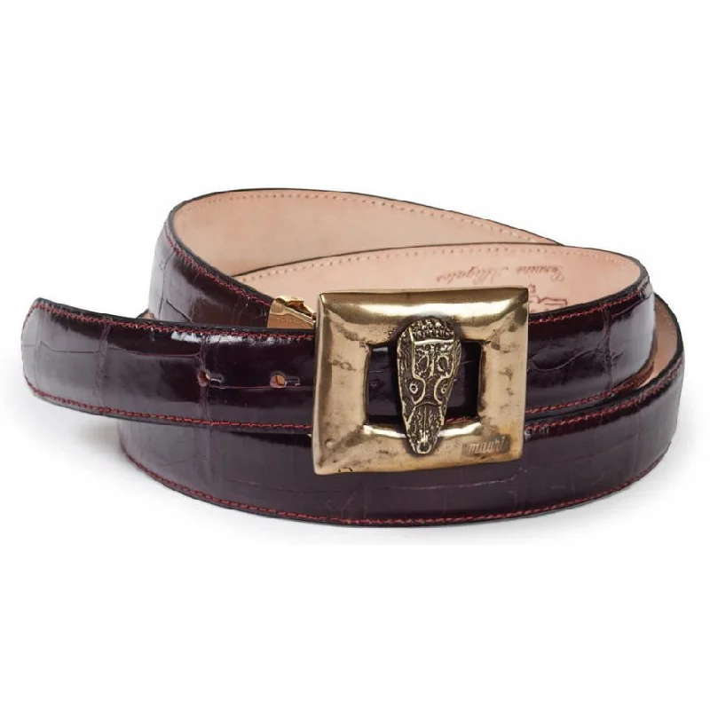 Mauri Burgundy Genuine Body Alligator Belt