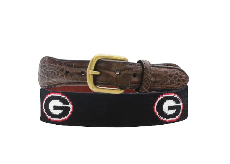 Smathers & Branson Georgia Croc Tab Needlepoint Belt