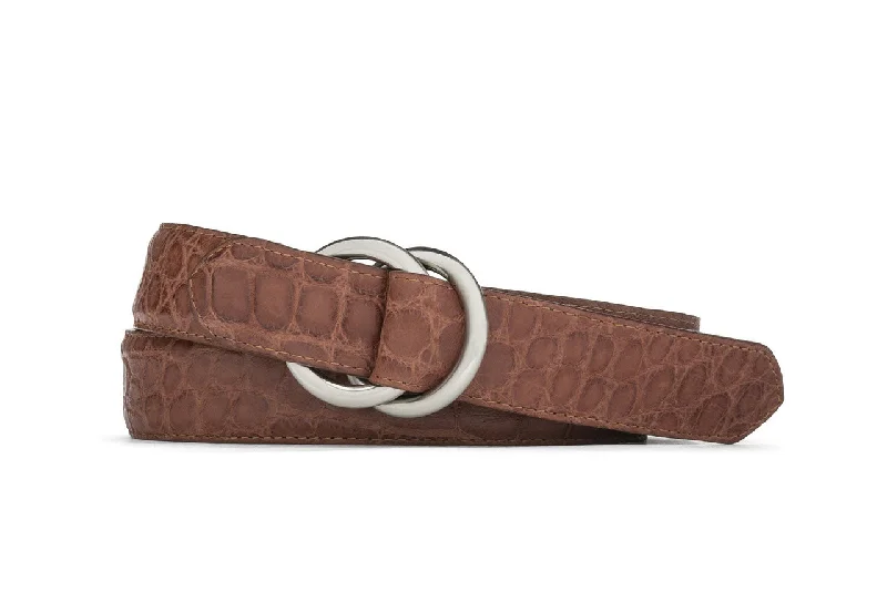 Matte Alligator Belt with O-ring Buckles