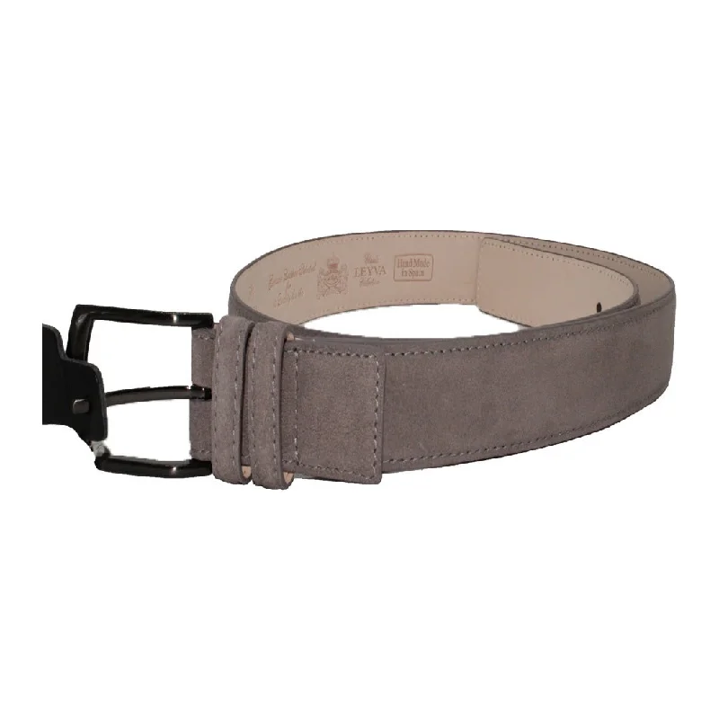 HENRY SARTORIAL X LEYVA Suede Leather Belt GREY