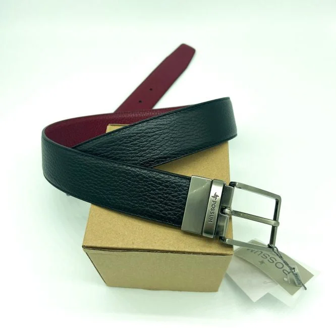 REVERSIBLE SOFT LEATHER BELT BURGUNDY