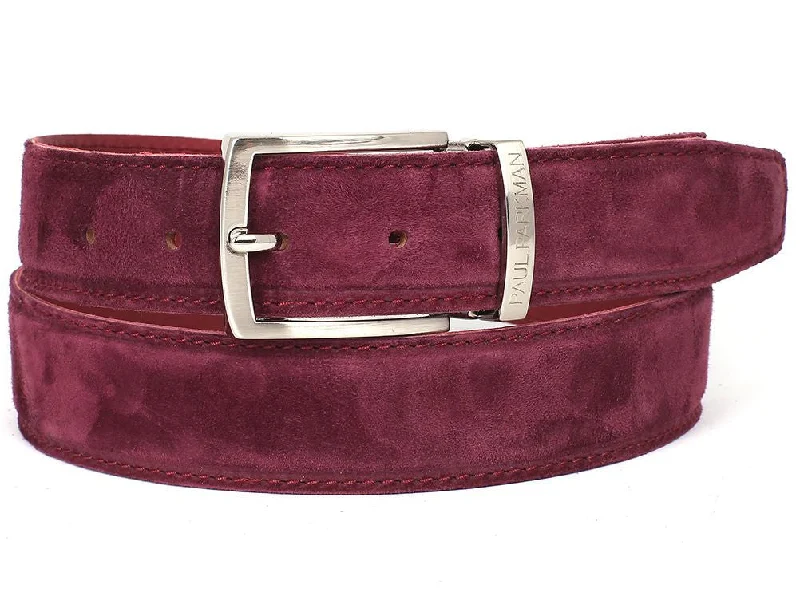 Mens Belts cashmere-PAUL PARKMAN Men's Purple Suede Belt (ID#B06-PURP)