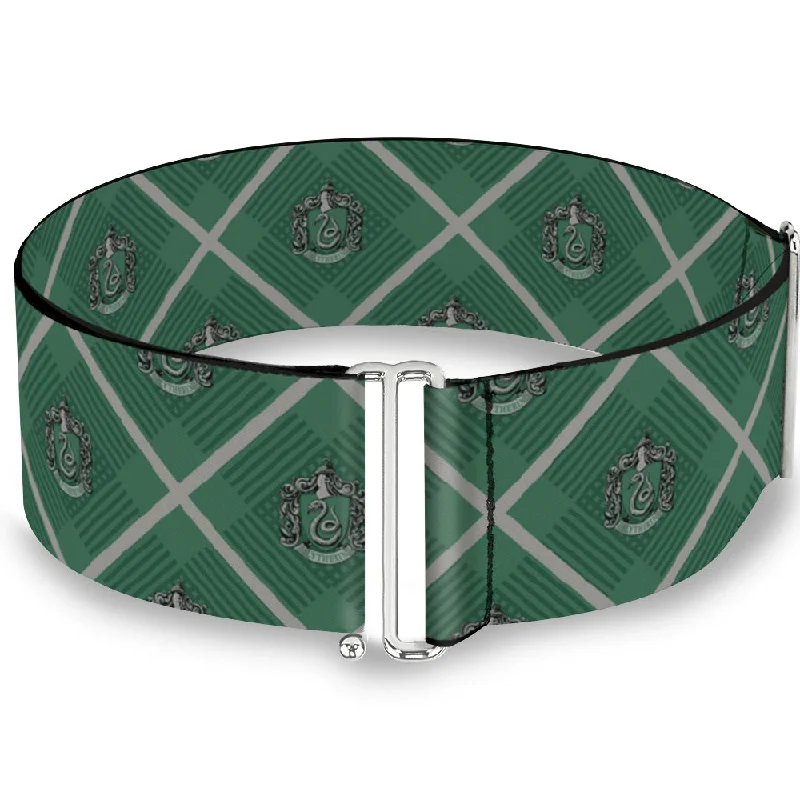 Womens Belts pick charm-Cinch Waist Belt - Harry Potter Slytherin Crest Plaid Greens Gray