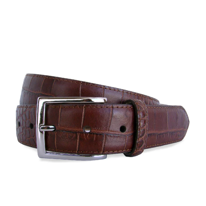 HENRY SARTORIAL x LEYVA Croc Leather Belt BROWN