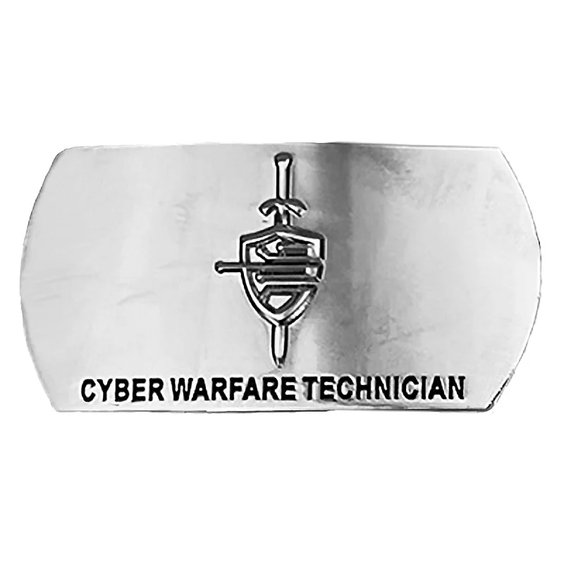 Black Leather Belt for makeup artist-Navy Enlisted Specialty Belt Buckle: Cyber Warfare Technician - CWT