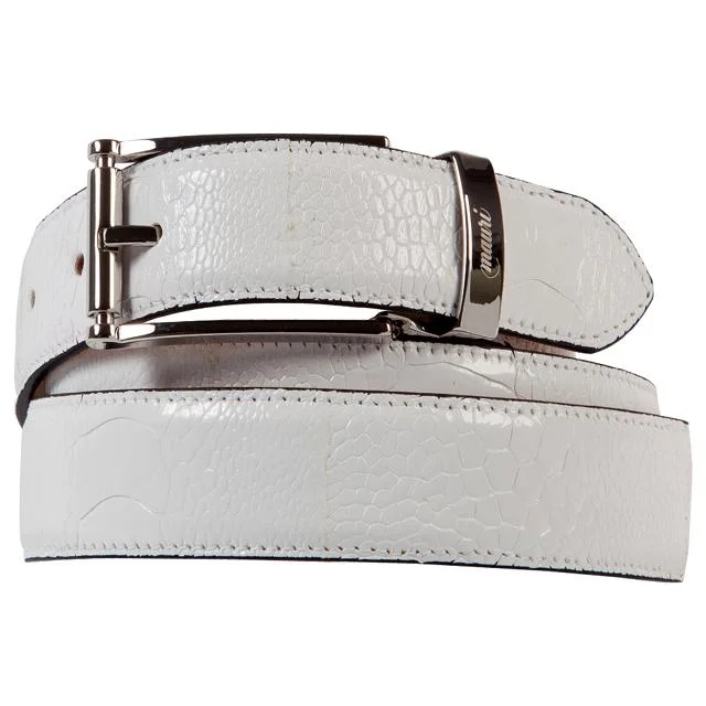 Mauri White Genuine Ostrich Leg Belt