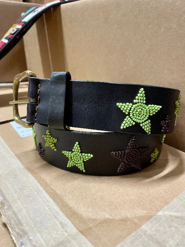 Wide Belt Self Defense-Lime Green & Brown Stars Belts Wide Width