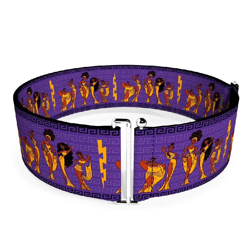 Womens Belts sole edition-Cinch Waist Belt - Hercules The Muses Group Pose Greek Key Purples