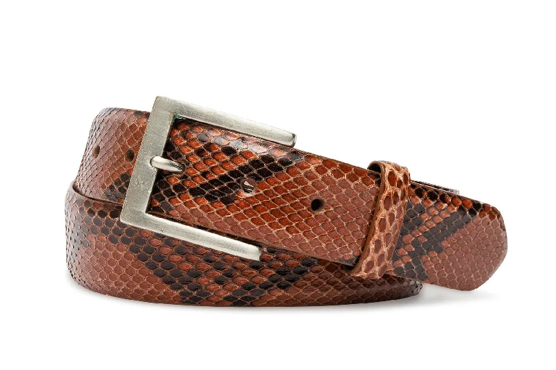 Glazed Python Belt with Brushed Nickel Buckle