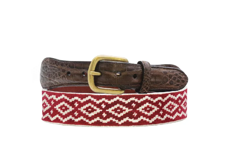 Smathers & Branson Andes Gaucho Croc Tab Needlepoint Belt