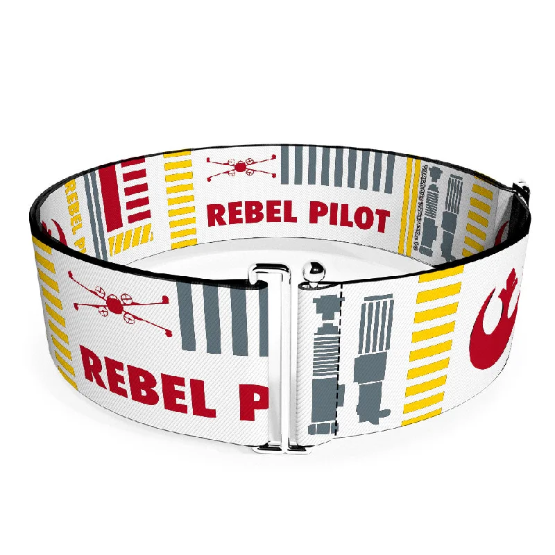 Womens Belts thud style-Cinch Waist Belt - Star Wars REBEL PILOT Rebel Alliance Insignia Lightsaber X-Wing Fighter White Red Yellow Gray