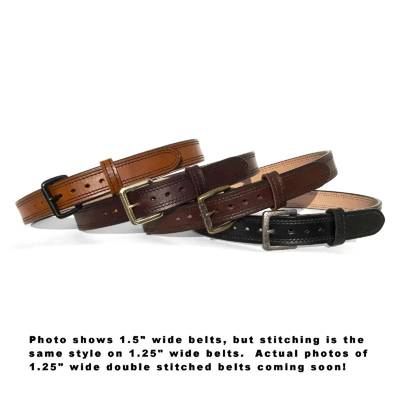 Wide Belt Gothic Lolita-1.25" Wide DOUBLE STITCHED Dual-Layer Bullhide Gun Belt