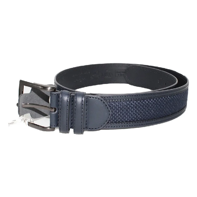 HENRY SARTORIAL X LEYVA Textured Leather Belt NAVY