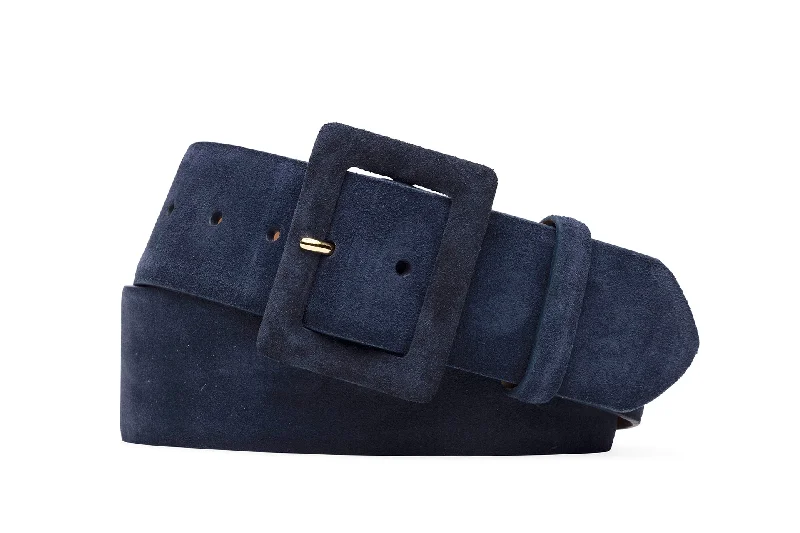 Suede Calf Belt with Covered Buckle