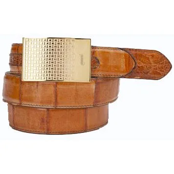 Mauri Cognac Genuine Eel/Crocodile Flanks Hand-Painted Belt