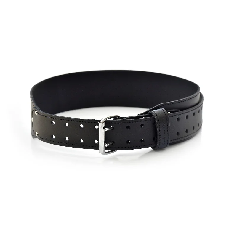 Wide Belt Attention Grabbing-75437 - 3 Inch Wide Tapered Work Belt in Heavy Full Grain Leather in Black | Style n Craft