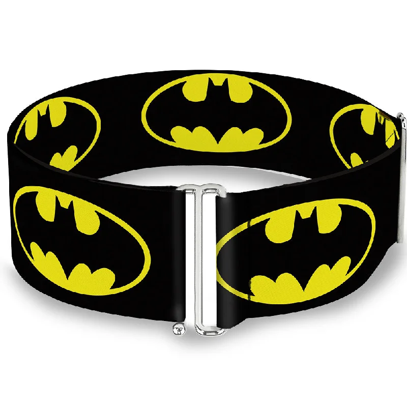 Womens Belts mesh flair-Cinch Waist Belt - Batman Shield Black Yellow