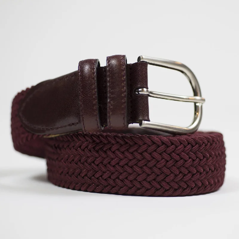 Burgundy "intreccio" elastic woven belt