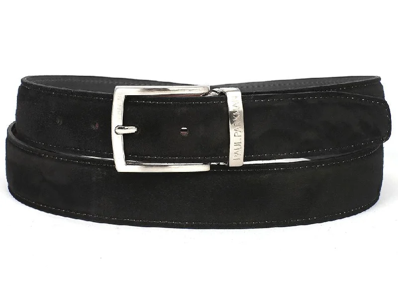 Mens Belts lightweight-fabric-PAUL PARKMAN Men's Black Suede Belt (ID#B06-BLK)