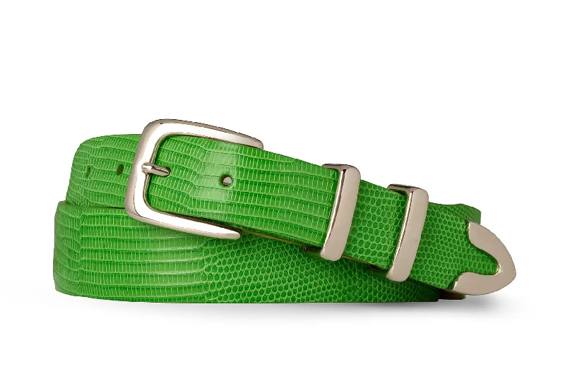 Tapered Lizard Golf Belt with Nickel Tip Set Buckle