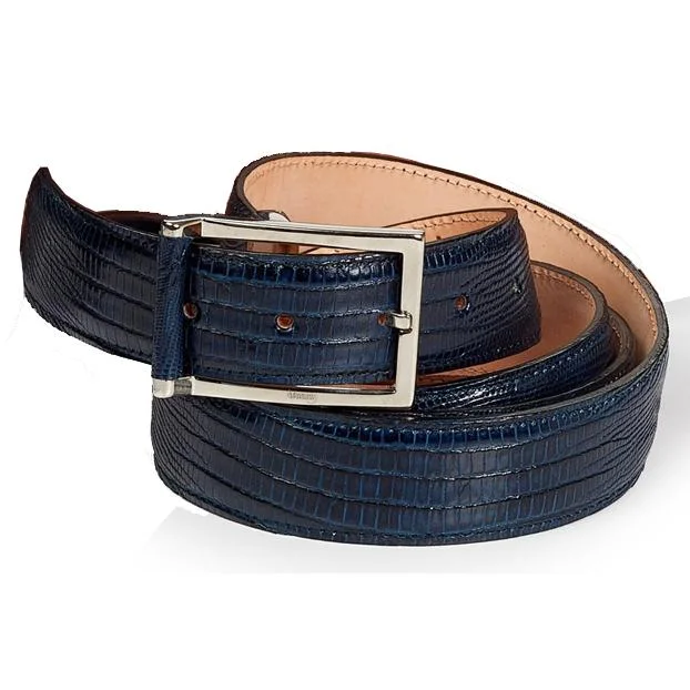 Mauri Wonder Blue Genuine Lizard Hand Painted Belt