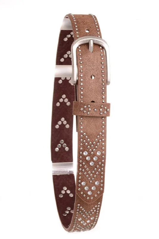 Kids Brown Chevron Studded Belt