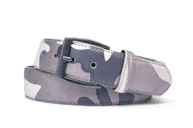 Camo Leather Belt with Gunmetal Buckle