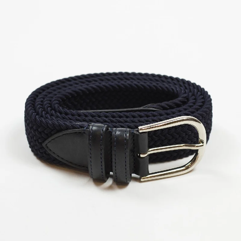 Navy "intreccio" elastic woven belt