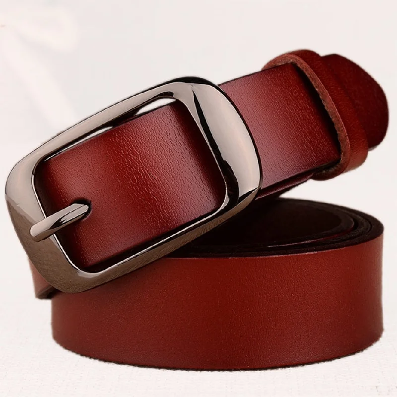 Fashion belt with carved design-Women's fashion brand strap genuine leather women belt alloy pin buckles vintage belts for womens jeans high quality 10