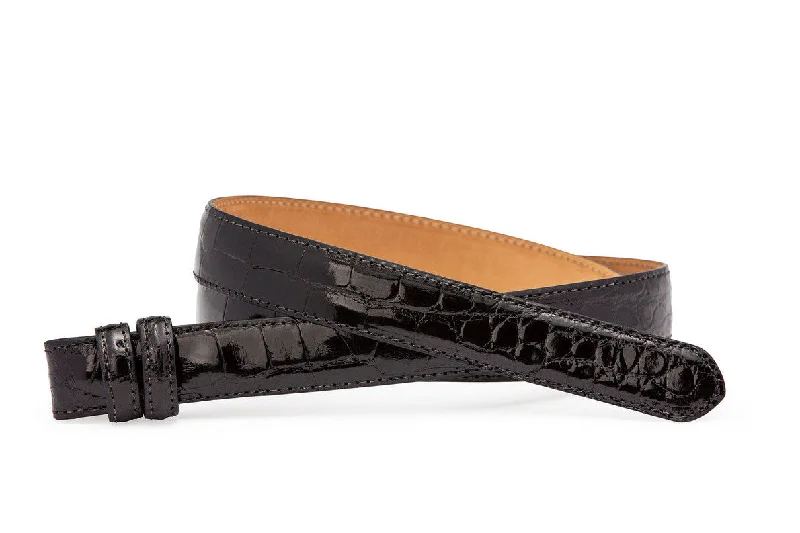 Extra-Long 1-1/8" Glazed Alligator Slide Belt Strap