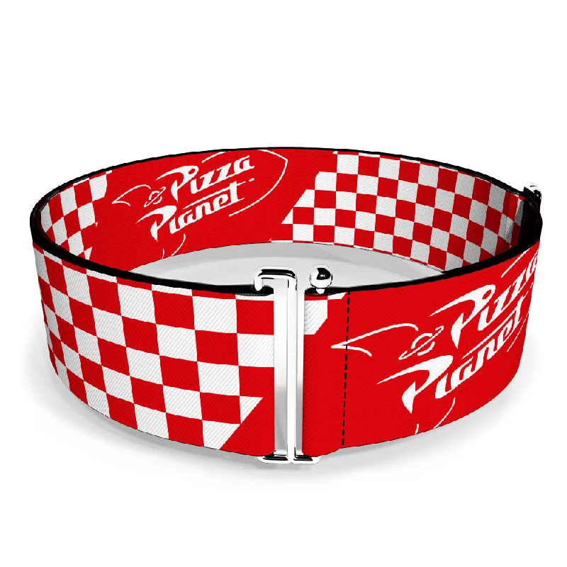 Womens Belts lead glow-Cinch Waist Belt - Toy Story PIZZA PLANET Logo Checker Red White