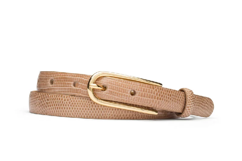 Skinny Lizard Belt with Gold Buckle