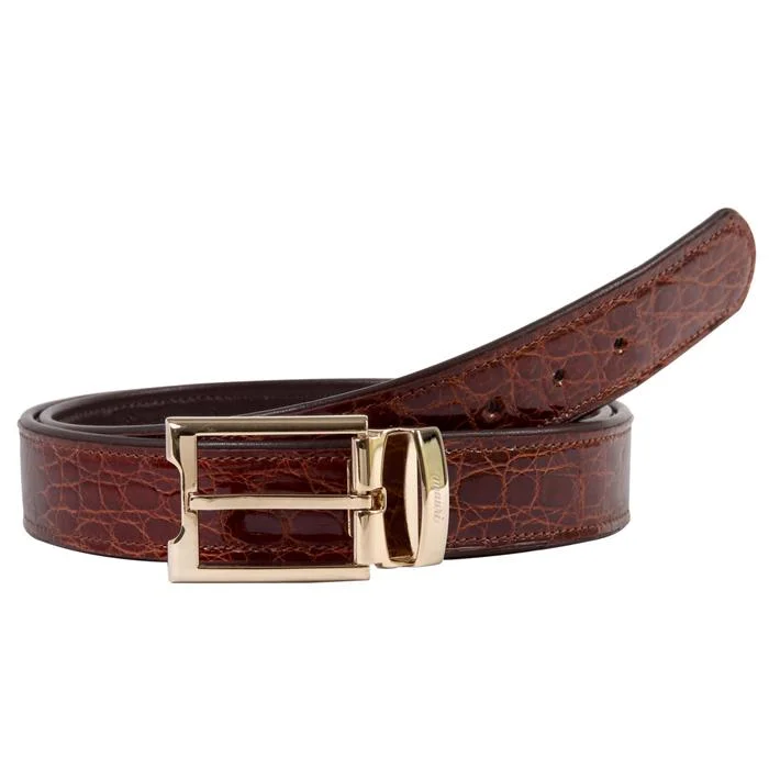 Mauri Gold Genuine Crocodile Flanks Belt