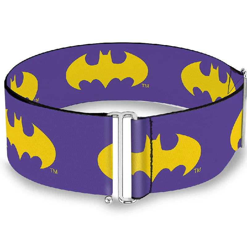 Womens Belts beam sheen-Cinch Waist Belt - Batman Signal Purple Yellow