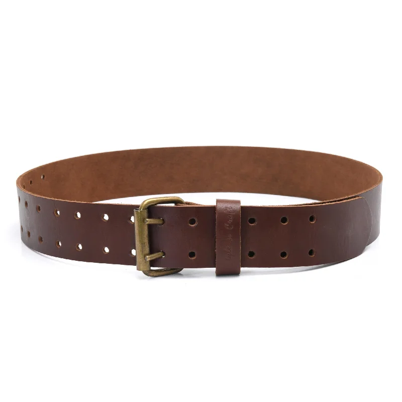 Wide Belt Adorable-98052 - 2 Inch Wide Work Belt in Full Grain Dark Tan Leather | Style n Craft