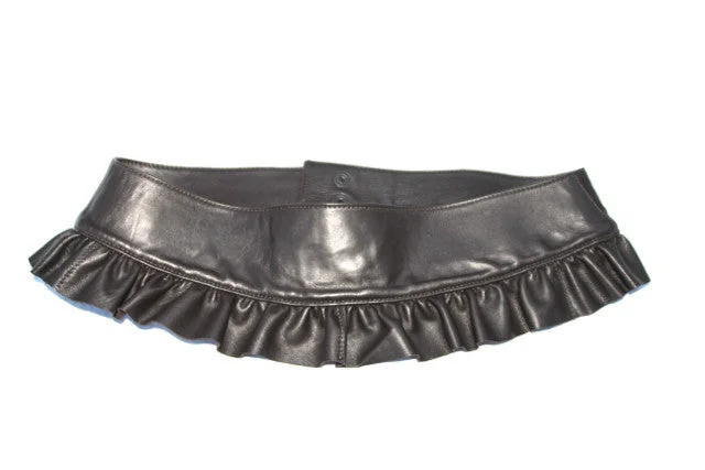 Expresso Brown Ruffled Leather Belt