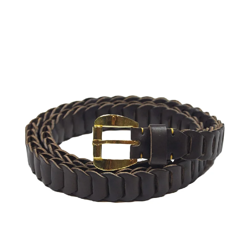 Linked boho belt in dark brown vacchetta