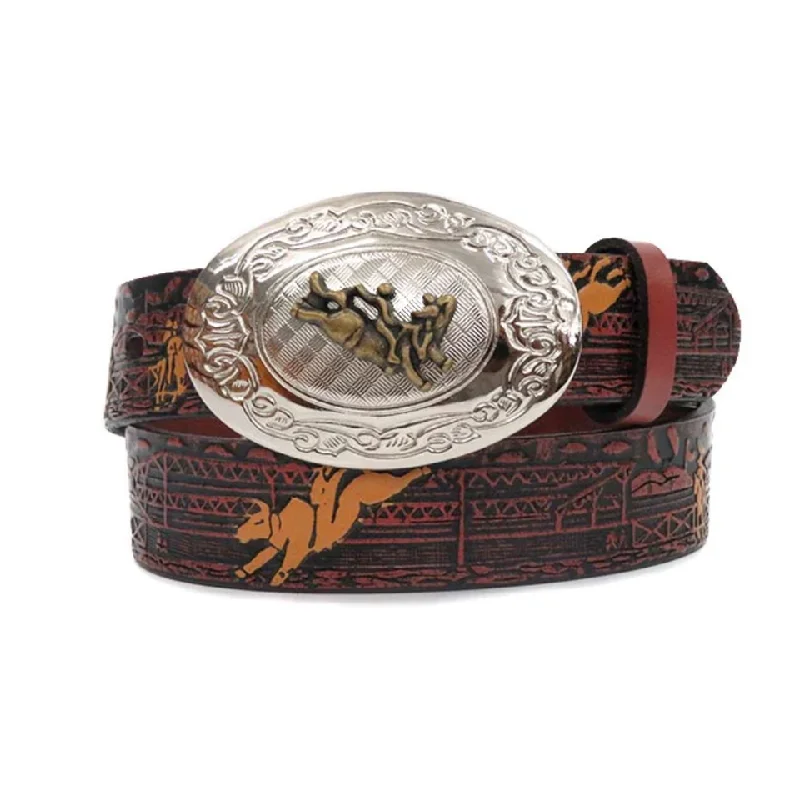 Kids Rodeo Printed Brown Leather Belt