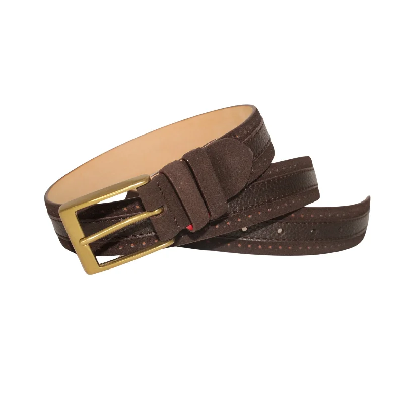 LEYVA Plain Suede Leather Belt BROWN/CHOCOLATE