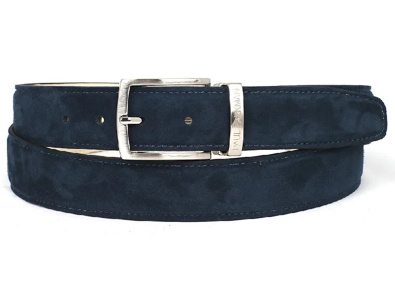 Mens Belts fair-trade-PAUL PARKMAN Men's Navy Suede Belt (ID#B06-NAVY)