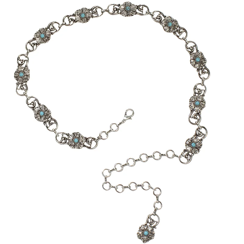 Nocona Children's Floral Silver Chain Belt