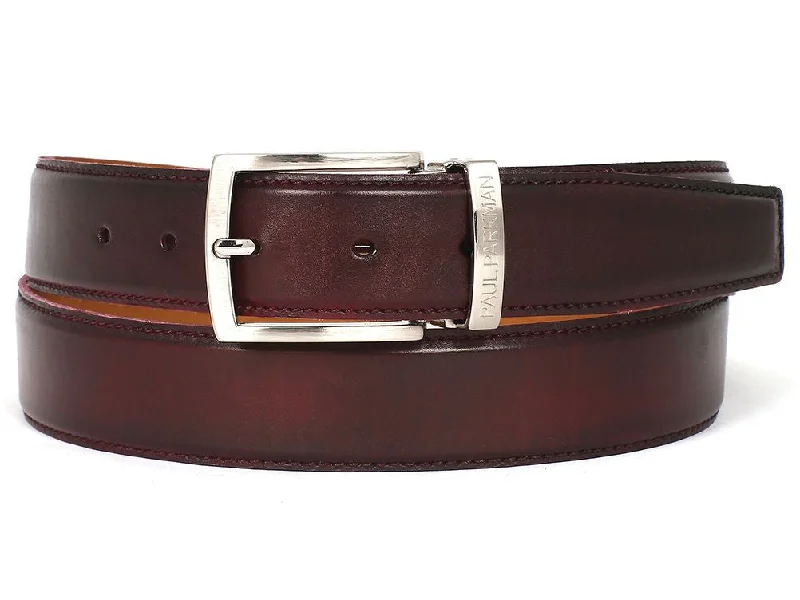 Mens Belts synthetic-PAUL PARKMAN Men's Leather Belt Hand-Painted Dark Bordeaux (ID#B01-DARK-BRD)