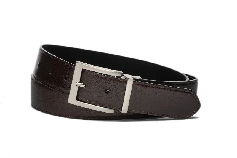 Reversible Calf Belt with Brushed Nickel Buckle