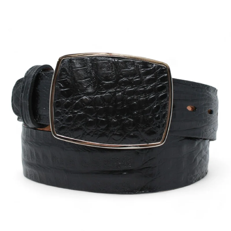 Mens Belts light-Men's Los altos Caiman Belly Cowboy Belt Black